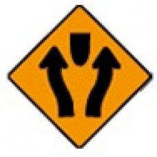 Obstruction Between Lanes Sign