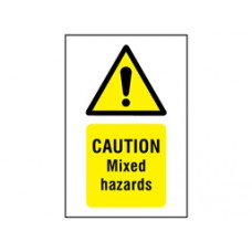 Caution mixed hazards symbol and text safety Sign.