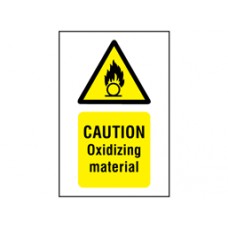 Caution oxidizing material symbol and text safety Sign. Caution oxidizing material symbol and text safety Sign.