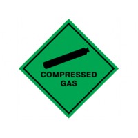 Compressed gas hazard warning diamond label, magnetic