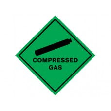 Compressed gas hazard warning diamond label, magnetic