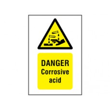 Danger corrosive acid symbol and text safety Sign.