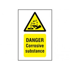 Danger corrosive substance symbol and text safety Sign.
