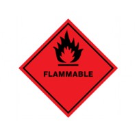 Flammable hazard warning diamond label, magnetic