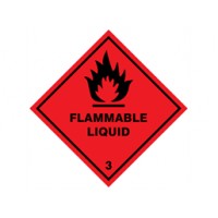 Flammable liquid, class 3, hazard warning diamond label, magnetic
