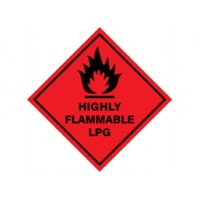 Highly flammable lpg hazard warning diamond label, magnetic