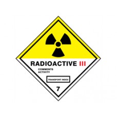 Radioactive 111, class 7, hazard warning diamond label, magnetic Radioactive 111, class 7, hazard warning diamond label, magnetic