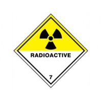 Radioactive, class 7, hazard warning diamond label, magnetic