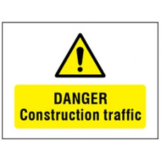 Danger Construction traffic symbol and text safety Sign.