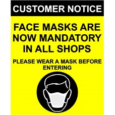 Face masks are now mandatory sign