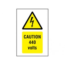 Caution 440 volts symbol and text safety Sign.