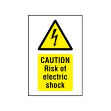 Caution Risk of electric shock symbol and text safety Sign.