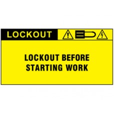 Lockout before starting work label - Pack of 5 Labels