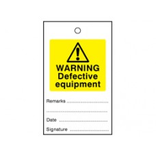 Warning defective equipment tag - Pack of 10 Tags