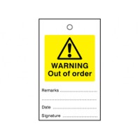 Warning out of order tag - Pack of 10 Tags