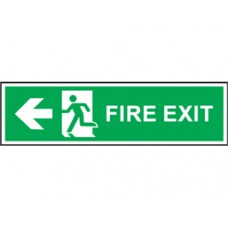 Fire exit arrow left symbol and text safety Sign.