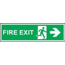 Fire exit arrow right symbol and text safety Sign.