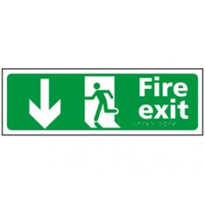 Fire exit, running man, arrow down Sign.