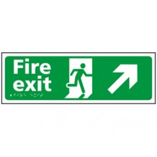 Fire exit, running man, arrow up right Sign.