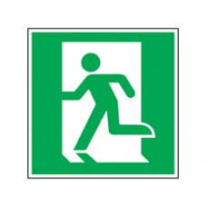 Fire exit symbol safety Sign, facing left.