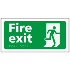 Fire exit text and symbol Sign.