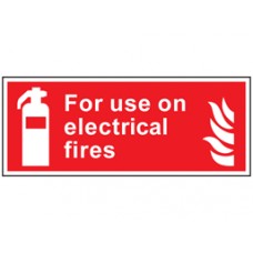 For use on electrical fires symbol and text safety Sign.