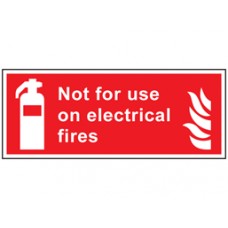 Not for use on electrical fires symbol and text safety Sign.