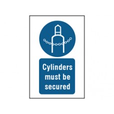 Cylinders must be secured symbol and text safety Sign.