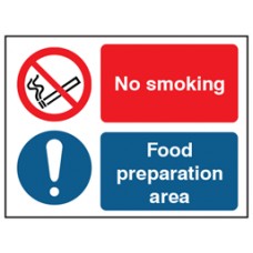 No smoking, food preparation area safety Sign.
