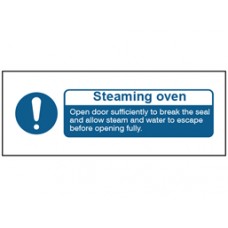 Steaming oven safety sign/label.