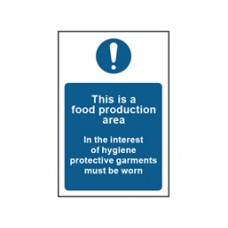This is a food production area safety Sign.