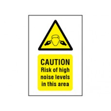 Caution risk of high noise levels in this area symbol and text safety Sign.