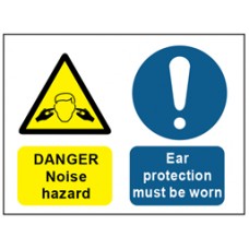Danger noise hazard, ear protection must be worn safety Sign.