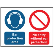 Ear protection area, no entry without ear protection safety Sign.