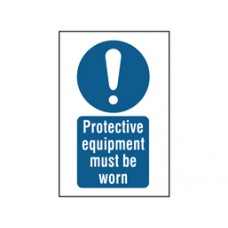 Protective equipment must be worn symbol and text safety Sign.