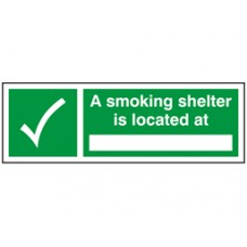 A smoking area is located at Sign